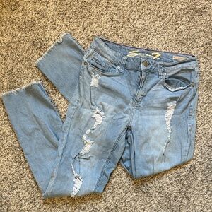 Seven7 Light Blue Distressed Slim Straight Leg Jeans, size 12
